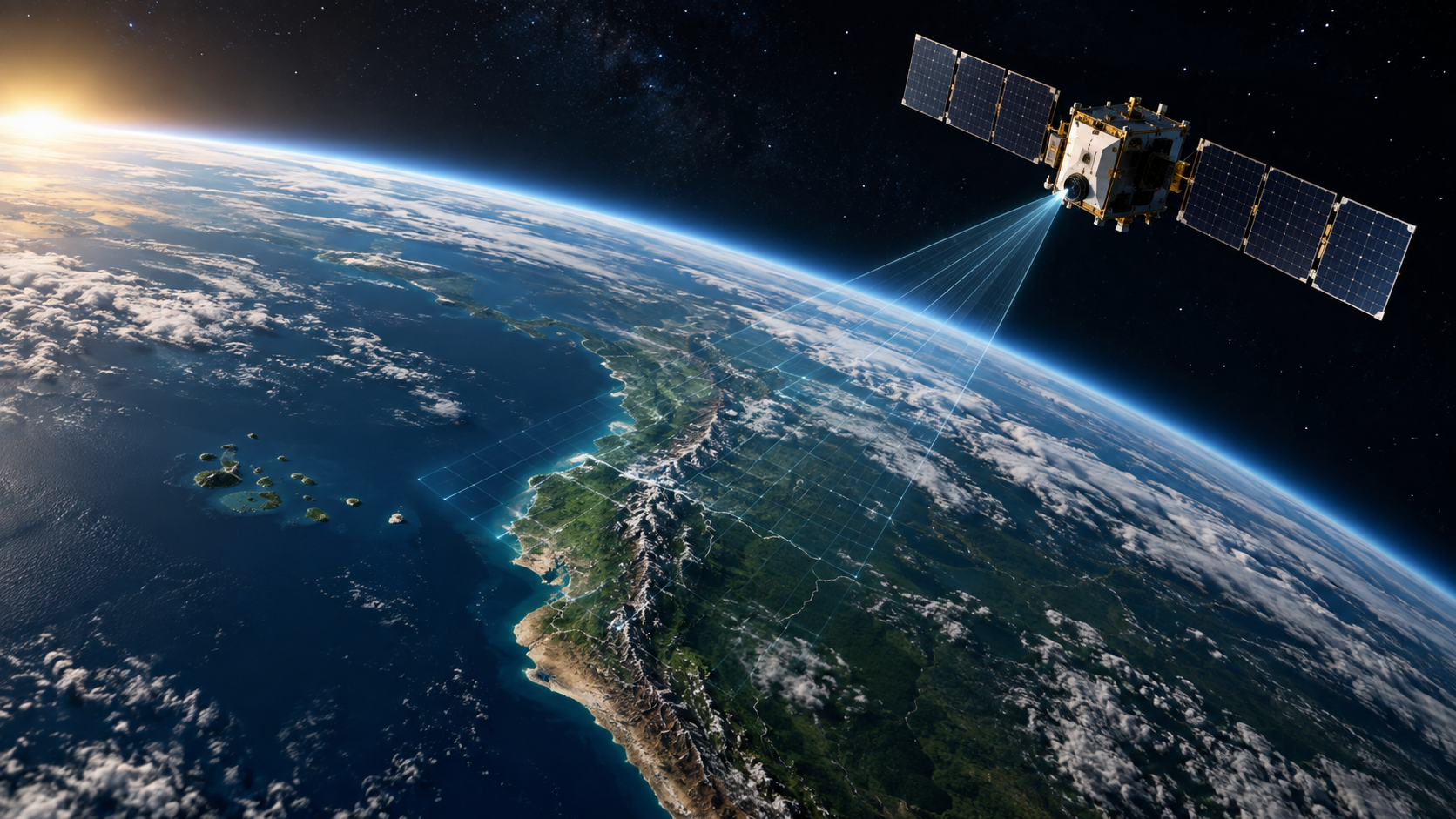 Satélite de observación de la Tierra sobre Ecuador